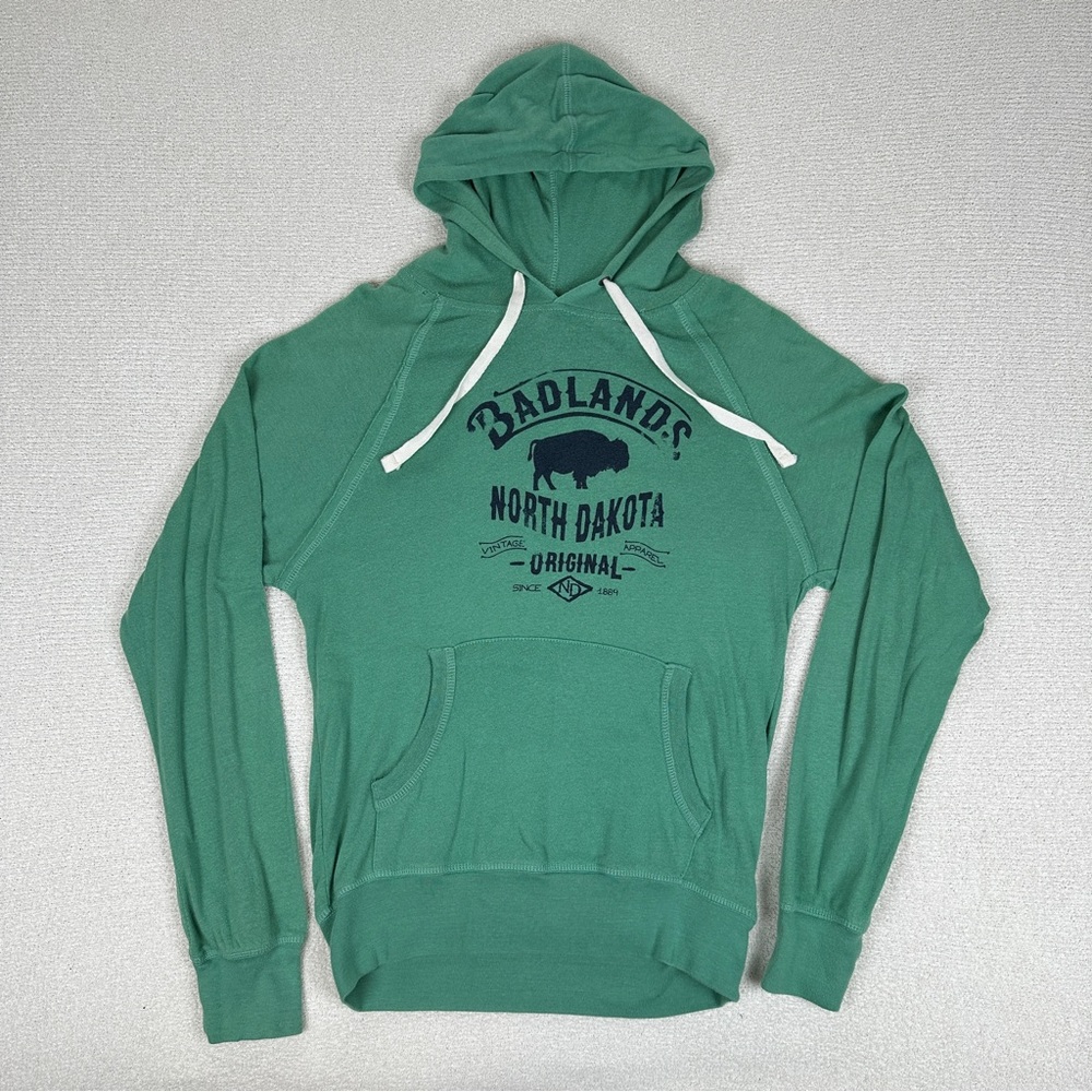 Badlands North Dakota Graphic Green Hoodie Sweatshirt